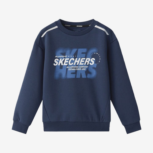 Skechers斯凯奇正品儿童套头圆领长袖印花卫衣/绒衫P326B009-02MZ