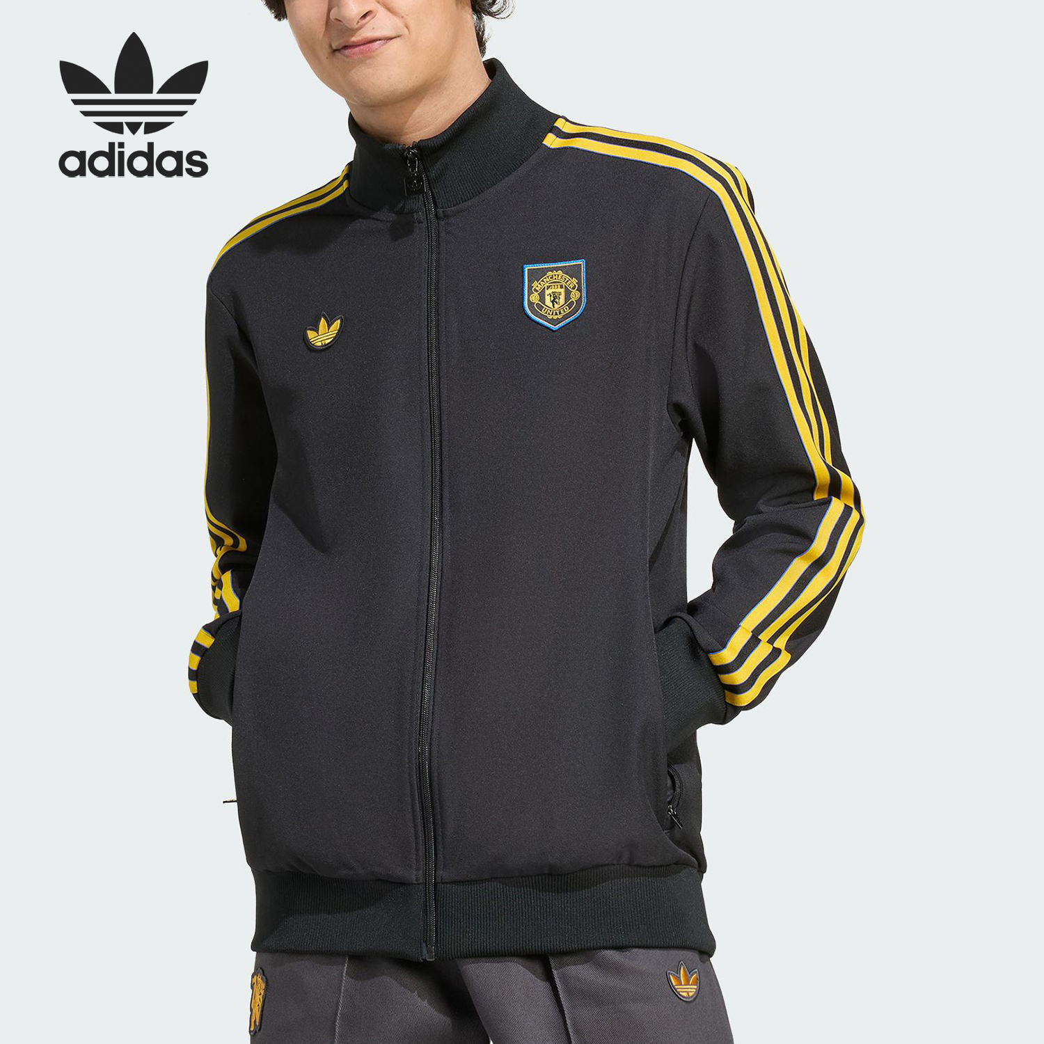 Adidas/阿迪达斯正品三叶草男士足球拉链训练夹克外套KC2810