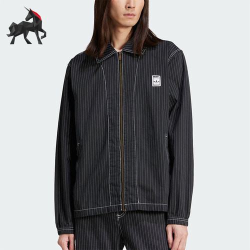 Adidas/阿迪达斯正品新款男士经典复古翻领条纹夹克外套JP4485