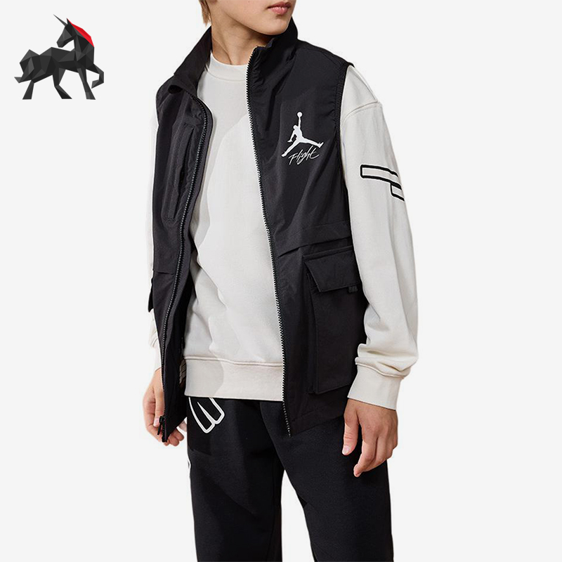 Nike/耐克正品2025JORDAN大童立领马甲户外JD2332044GS-002