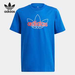 棉质T恤2021夏季 新大童男子吸汗短袖 阿迪达斯正品 Adidas GN2299