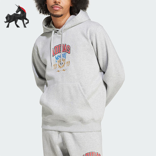 Adidas/阿迪达斯正品三叶草男士休闲针织宽松连帽日常卫衣IX6770