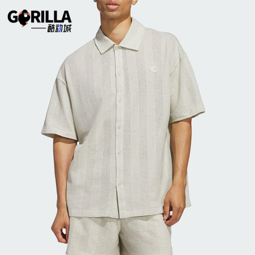 Adidas/阿迪达斯正品三叶草男女宽松透气经典翻领网眼衬衫JP0653