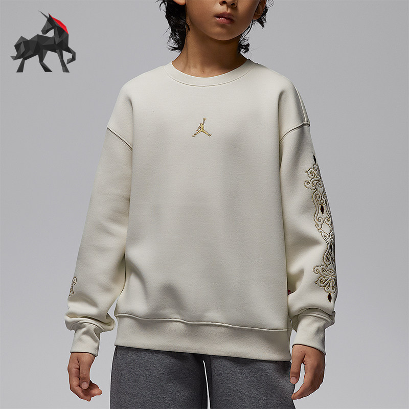 Nike/耐克正品JORDAN大童休闲圆领刺绣运动针织卫衣IR8375-347