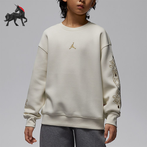 Nike/耐克正品JORDAN大童休闲圆领刺绣运动针织卫衣IR8375-347