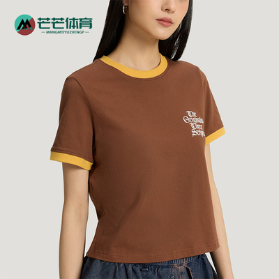 Adidas/阿迪达斯正品三叶草女士运动复古圆领字母短袖T恤KT3061