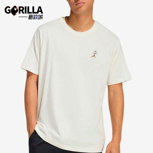 Adidas/阿迪达斯正品新款男米白色圆领套头经典简约短袖T恤KB4845