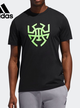 Adidas/阿迪达斯正品男子篮球印花宽松透气短袖T恤 DX6900