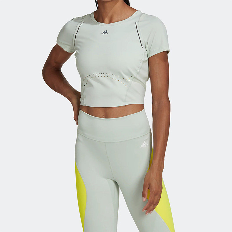 Adidas/阿迪达斯正品新款时尚女子运动训练高腰短款T恤HM8097