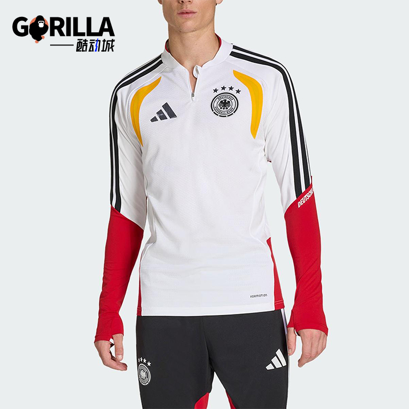 Adidas/阿迪达斯正品2025冬季款男士套头立领拼接足球上衣JZ4582