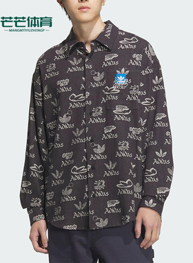 Adidas/阿迪达斯正品三叶草男士经典透气运动休闲印花衬衫JN1663