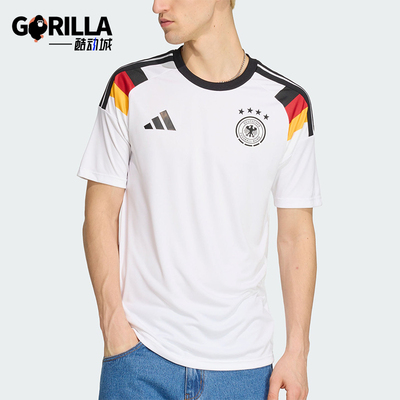Adidas/阿迪达斯正品德国队新款男白黑色足球短袖球衣JZ4556