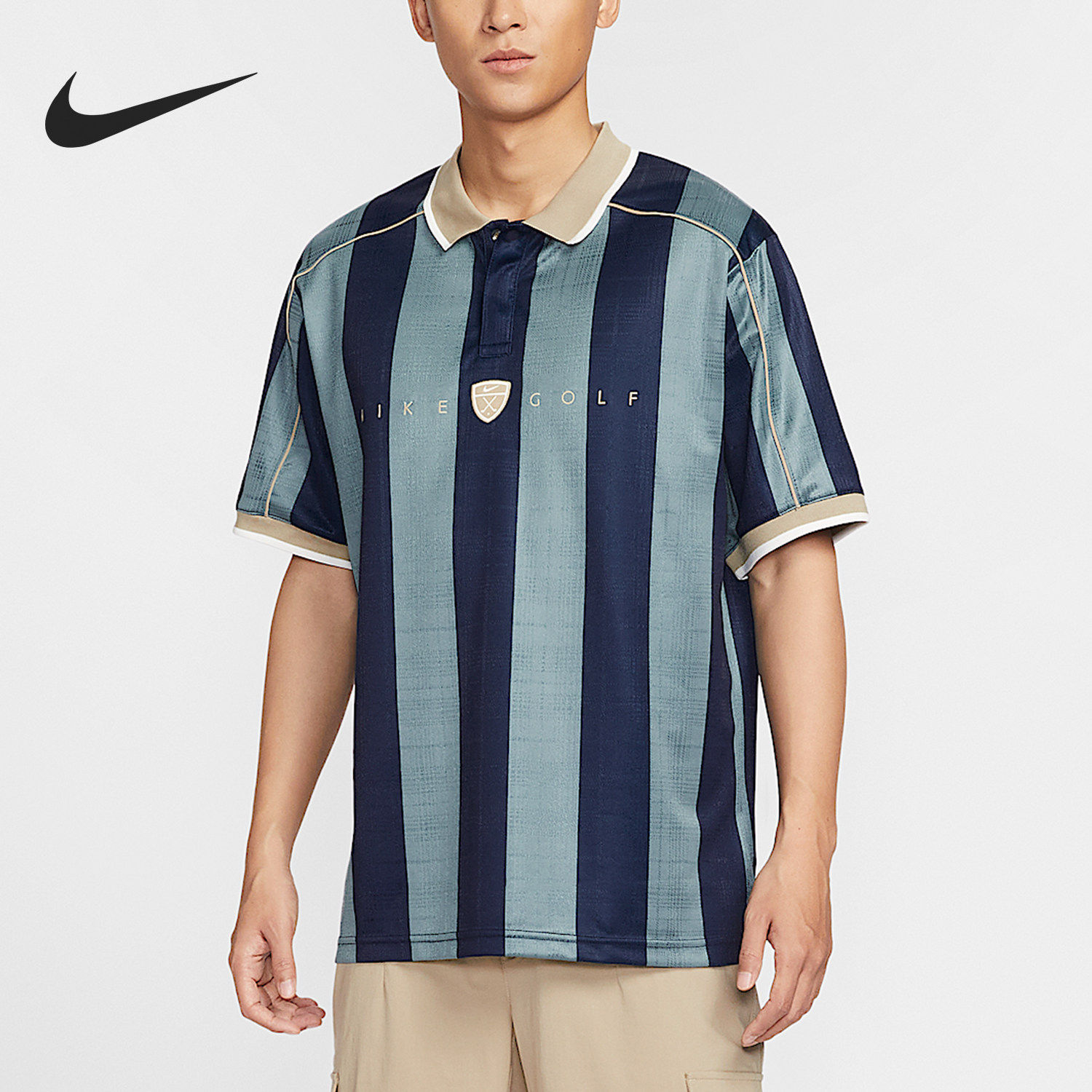 Nike/耐克正品2026春季款男士条纹高尔夫POLO衫IB0230-382 - 实物图