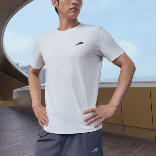 Skechers斯凯奇正品男士圆领短袖吸湿透气运动T恤P226M020-0074