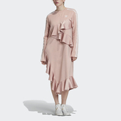 Adidas 三叶草女士圆领潮流休闲不规则连衣裙FT9897 阿迪达斯正品
