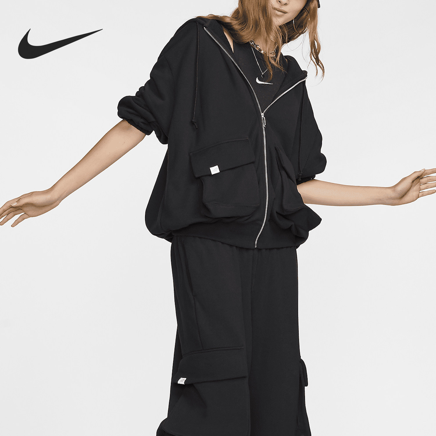 Nike/耐克官方正品Sportswear女士全长拉链连帽外套FV7516-010