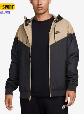 Nike/耐克正品风衣新款男卡其黑色柔软连帽夹克727325-017