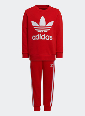Adidas/阿迪达斯正品新款三叶草小童针织运动休闲长袖套装HC1994