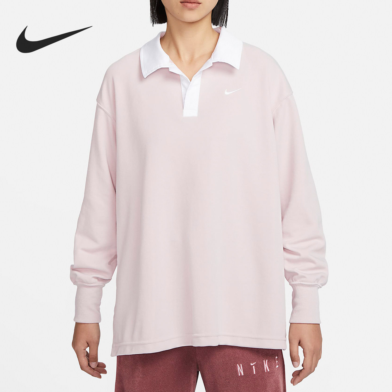 Nike/耐克官方正品新款女士Oversize 风长袖翻领T恤FB8721-019,运动服/休闲服装,运动T恤,淘宝优惠券,粉丝福利购,淘宝优惠卷