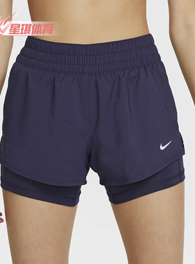 Nike/耐克正品2025女士梭织松紧腰透气二合一运动短裤DX6013-555