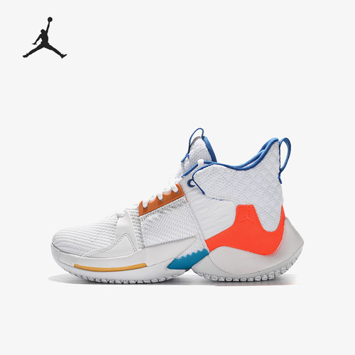 Nike/耐克正品JORDAN新款白蓝色支撑中帮经典篮球鞋AO6218-100