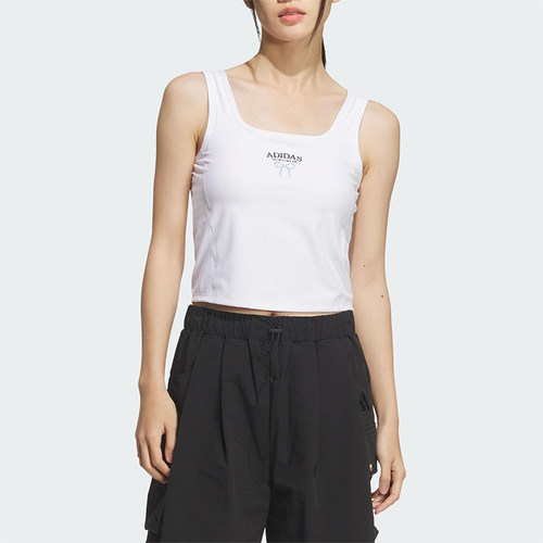 Adidas/阿迪达斯正品2025夏季款女士休闲短款修身简约背心KE5798