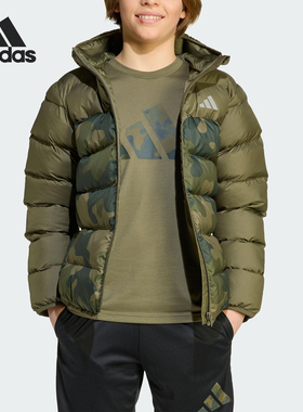 Adidas/阿迪达斯正品2025大童印花反光运动保暖休闲棉服JL7398