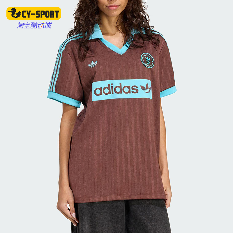 Adidas/阿迪达斯正品三叶草女士透气宽松翻领复古POLO衫JY3542