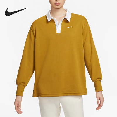 Nike/耐克官方正品女士时尚舒适翻领休闲宽松长袖T恤FB8721-716