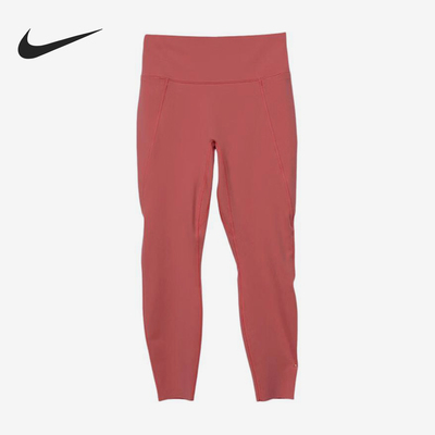 Nike/耐克官方正品新款女粉色跑步紧身纯色跑步长裤HQ6814-897