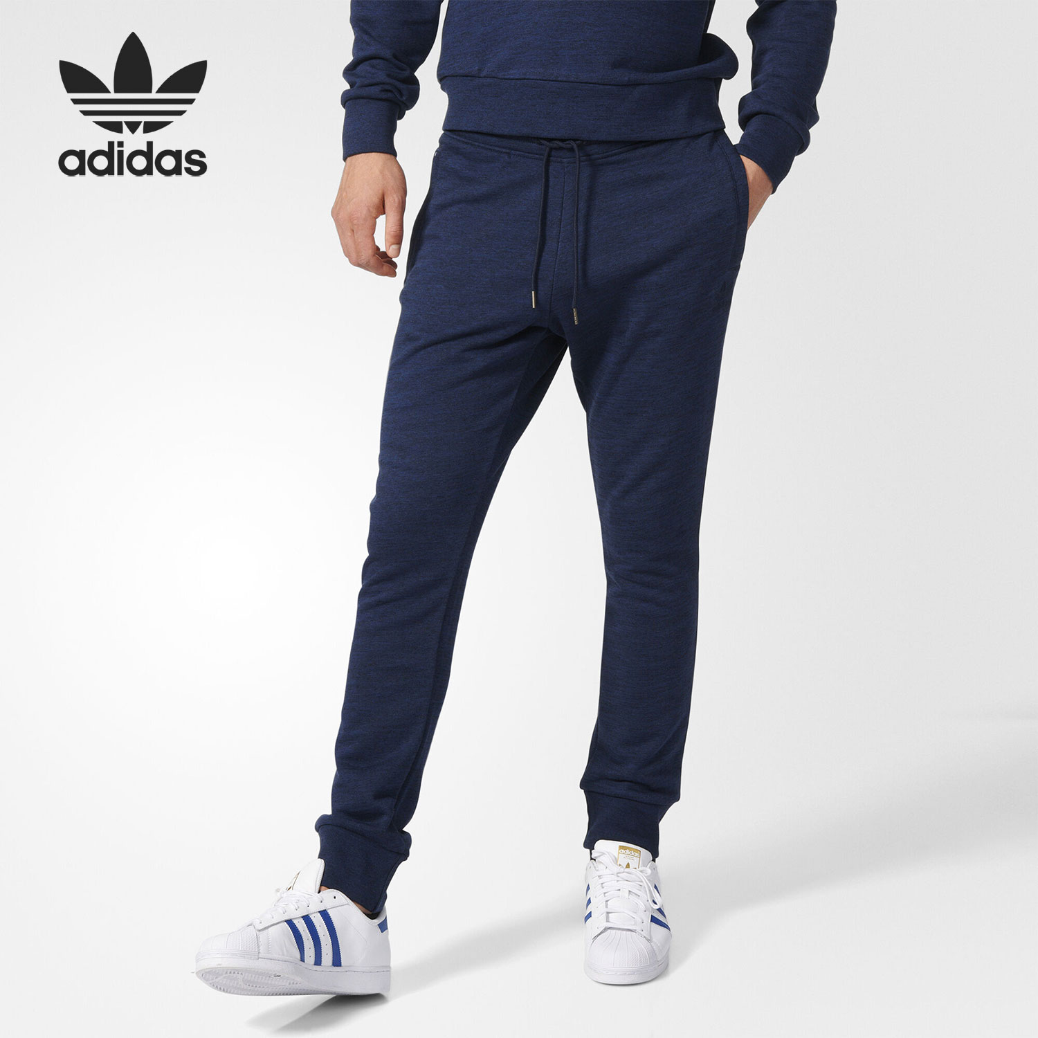 三叶草男子经典修身休闲长裤