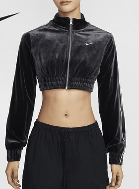 Nike/耐克官方正品秋季新款女士立领短款性感平绒外套FZ3680-010