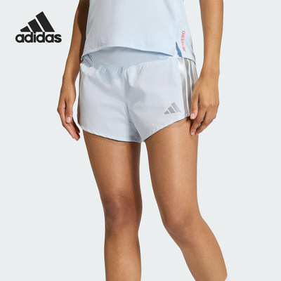Adidas阿迪达斯正品Adizero EKIDEN女跑步修身三条纹短裤KB1484