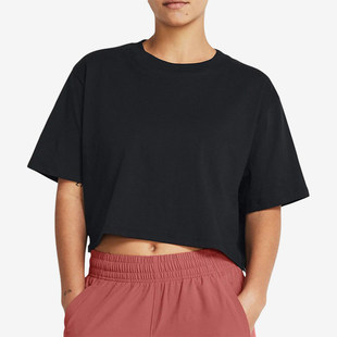 Boxy Crop SS女士短款 T恤1383681 Campus 短袖 001 安德玛正品