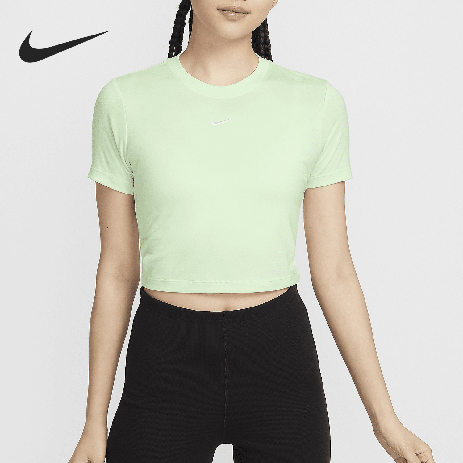 Nike/耐克正品2024新款女士修身简约短款短袖T恤FB2874-376