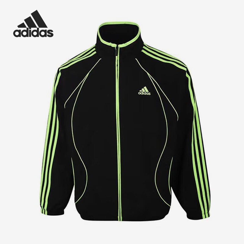 Adidas/阿迪达斯正品达斯夹克儿童黑荧光绿经典夹克外套KE5138图片