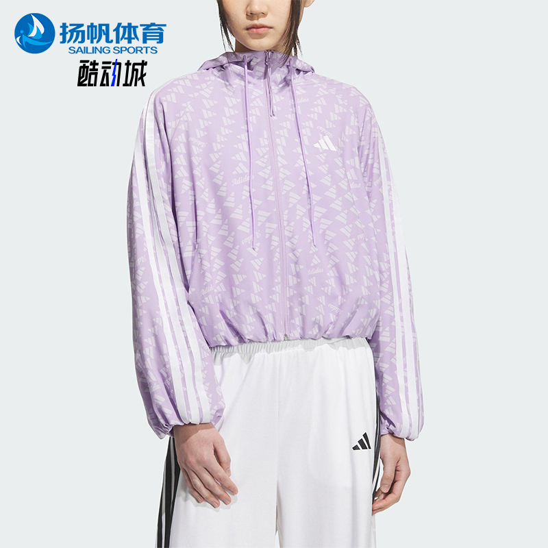 Adidas/阿迪达斯正品S WV JKT女士休闲短款花苞满印外套KB7761