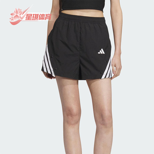 Adidas/阿迪达斯正品2025夏季女士梭织经典运动宽松短裤KE5852