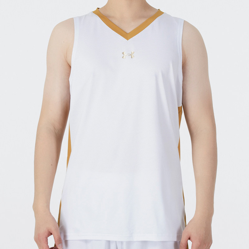 UA/安德玛正品户外男士V领篮球比赛无袖针织运动背心21500107-100