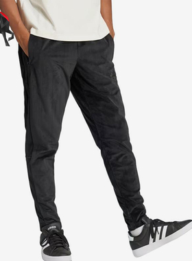 Adidas/阿迪达斯正品男黑色高腰徽标绒感经典休闲舒适长裤JF4244