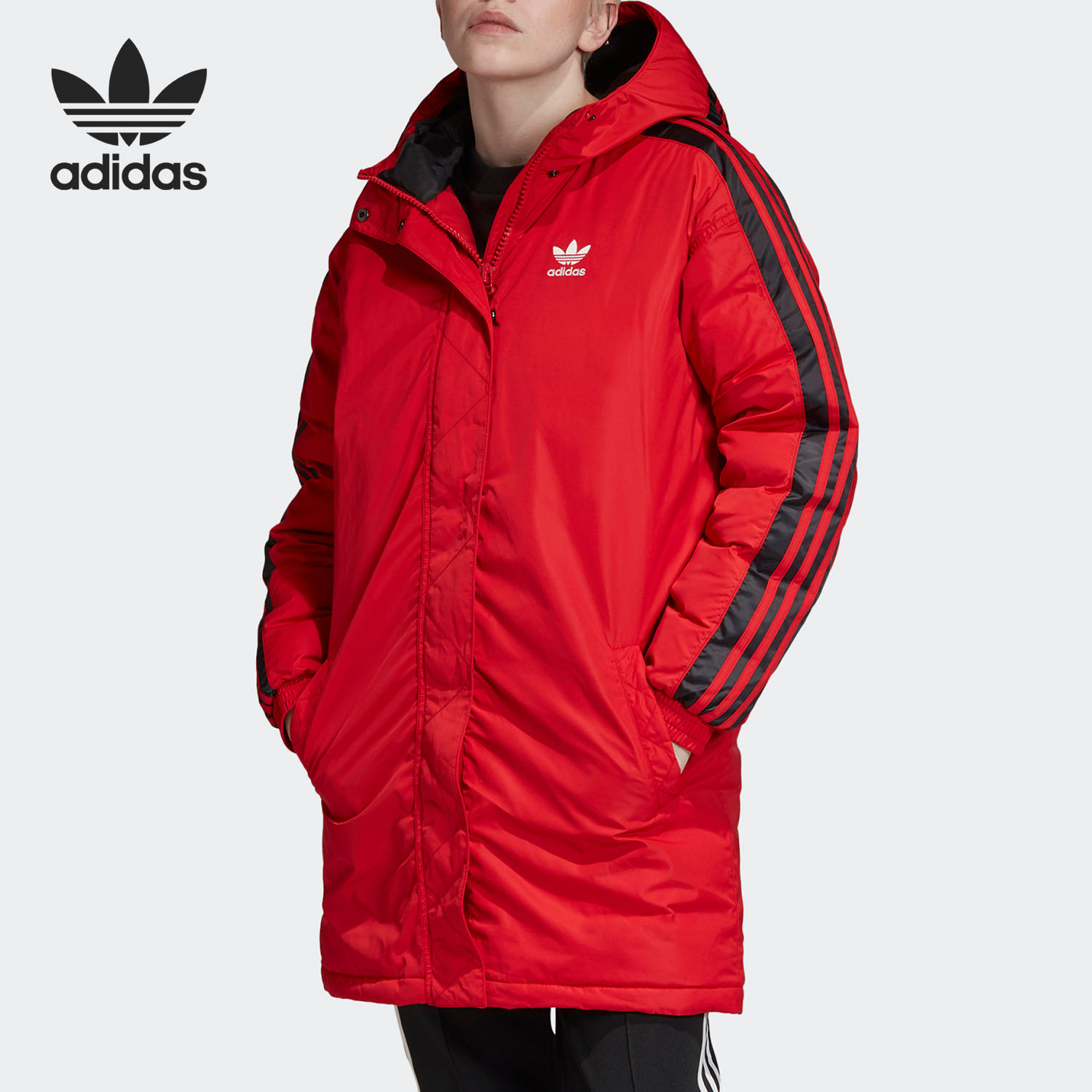 阿迪达斯女子保暖连帽羽绒服