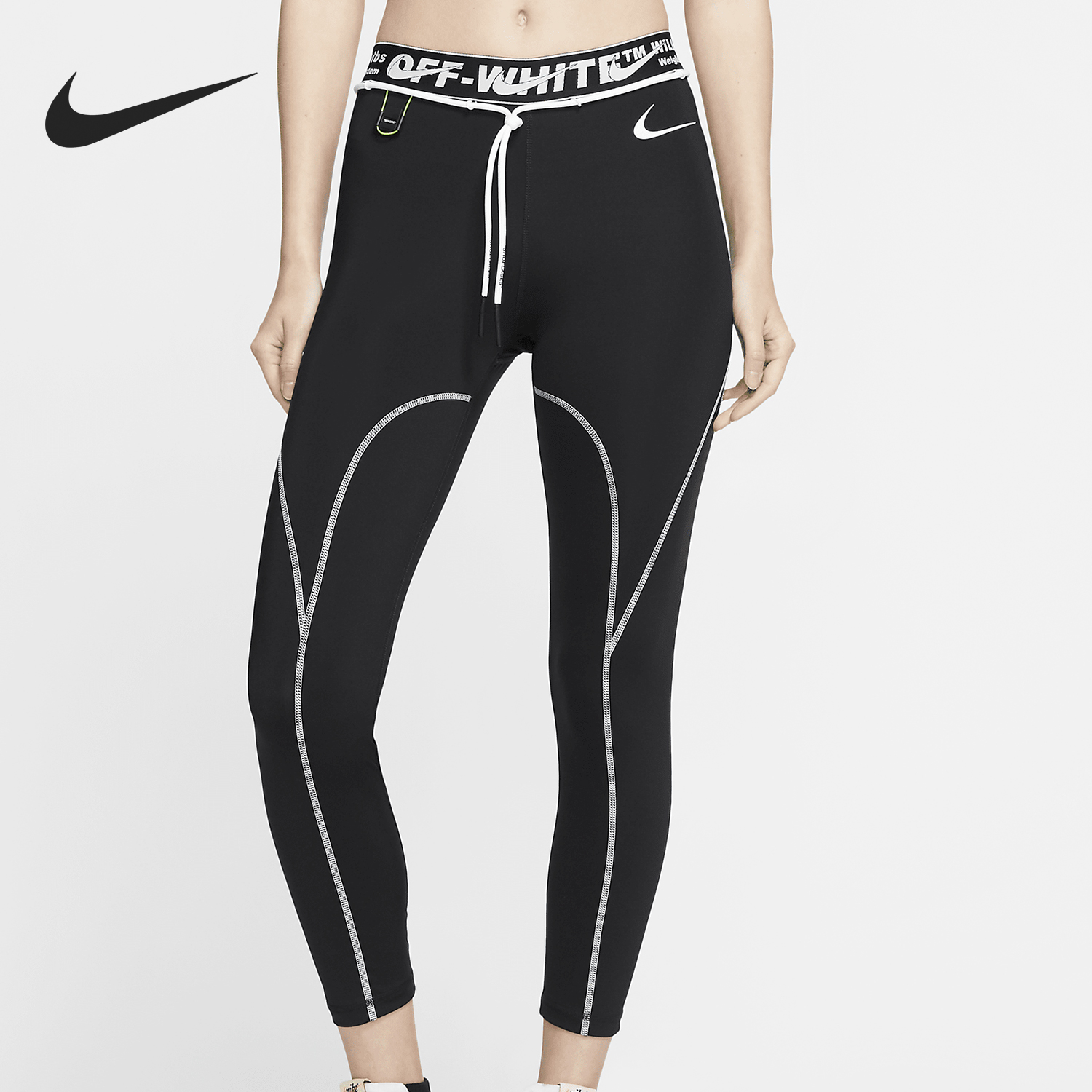 耐克女士条纹训练瑜伽跑步紧身裤