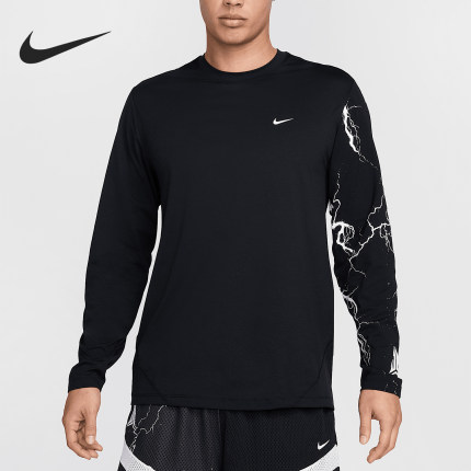 Nike/耐克官方正品2024新款男士宽松透气圆领长袖T恤HJ3892-010