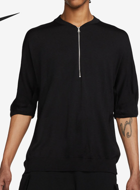 Nike/耐克正品新款男子运动休闲透气V领半拉链短袖DR5410-010