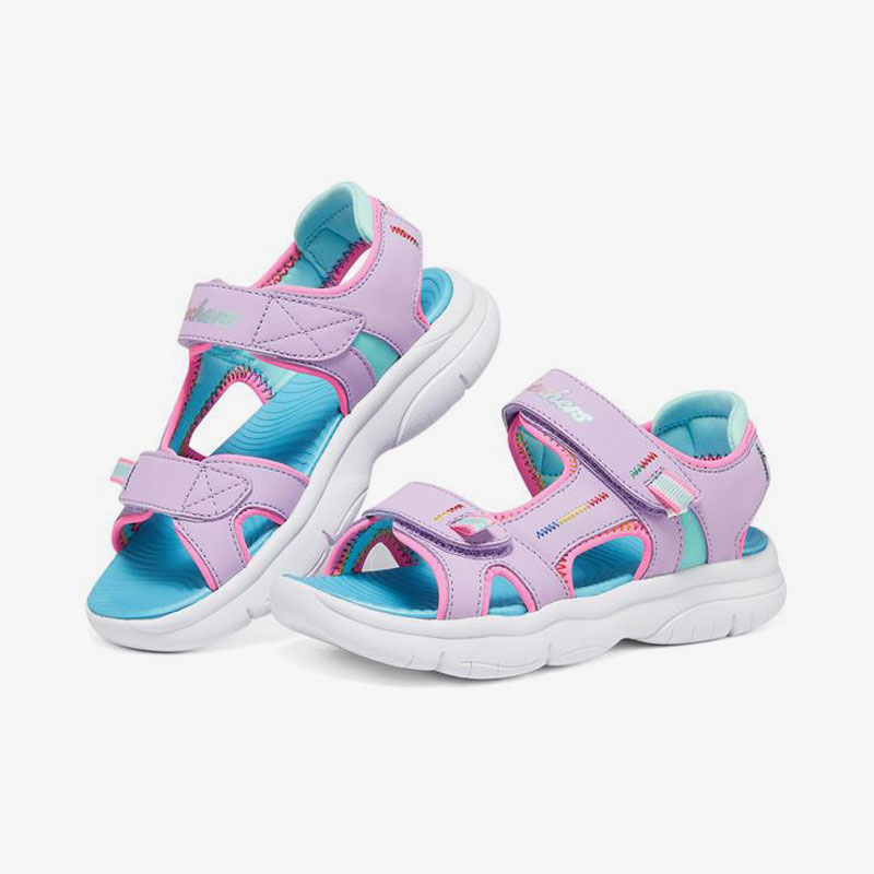 Skechers/斯凯奇正品夏季新款女童魔术贴轻便舒适沙滩凉鞋