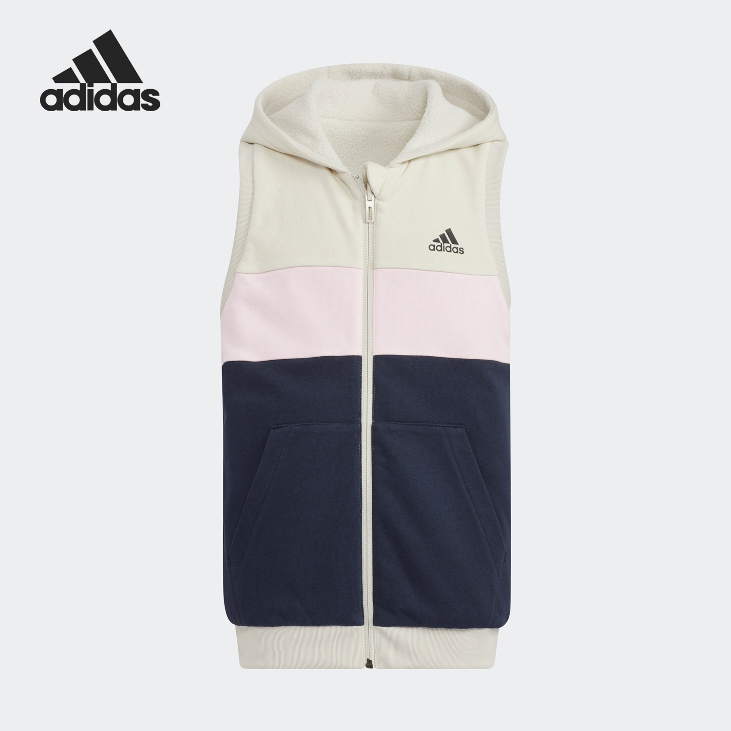 Adidas/阿迪达斯官方正品2022秋双面穿大小童运动连帽马甲HY0559