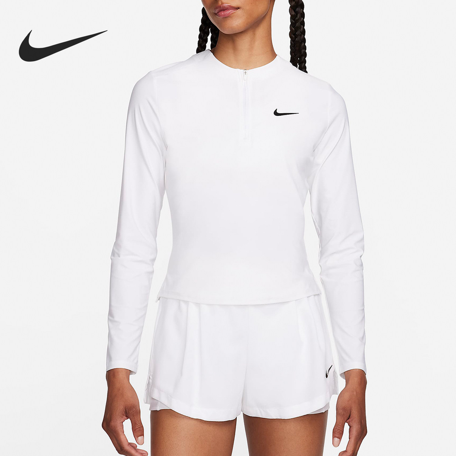 Nike/耐克正品新款女士网球运动半拉链长袖T恤FV0258-100