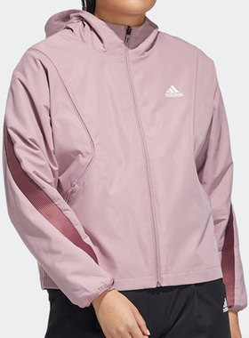 Adidas/阿迪达斯正品春季女子运动休闲梭织连帽衫夹克 HF0046