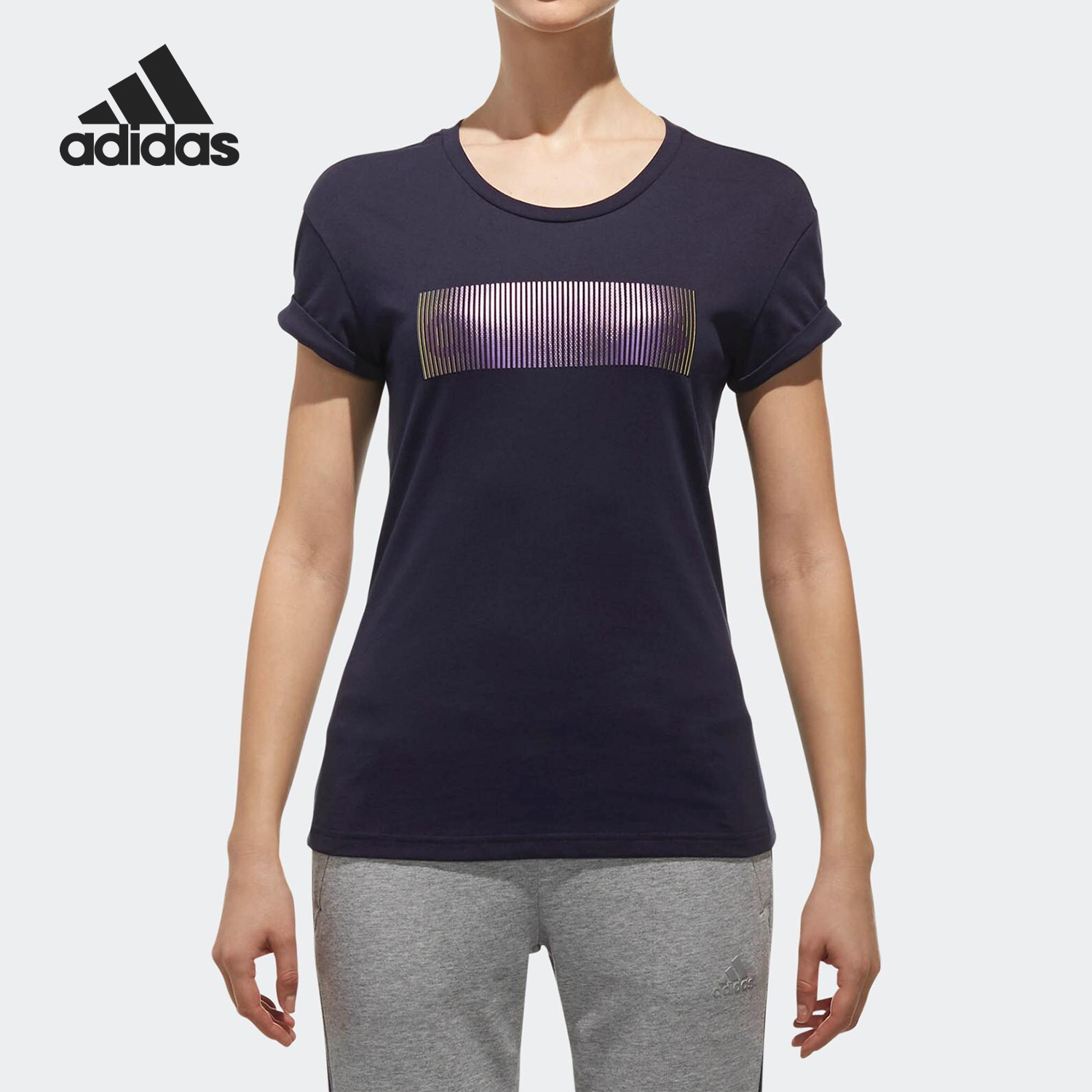 Adidas/阿迪达斯官方正品女子圆领透气运动休闲短袖T恤 CX5150