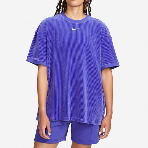 Nike/耐克正品秋季新款女子运动宽松灯芯绒短袖T恤DQ5946-430